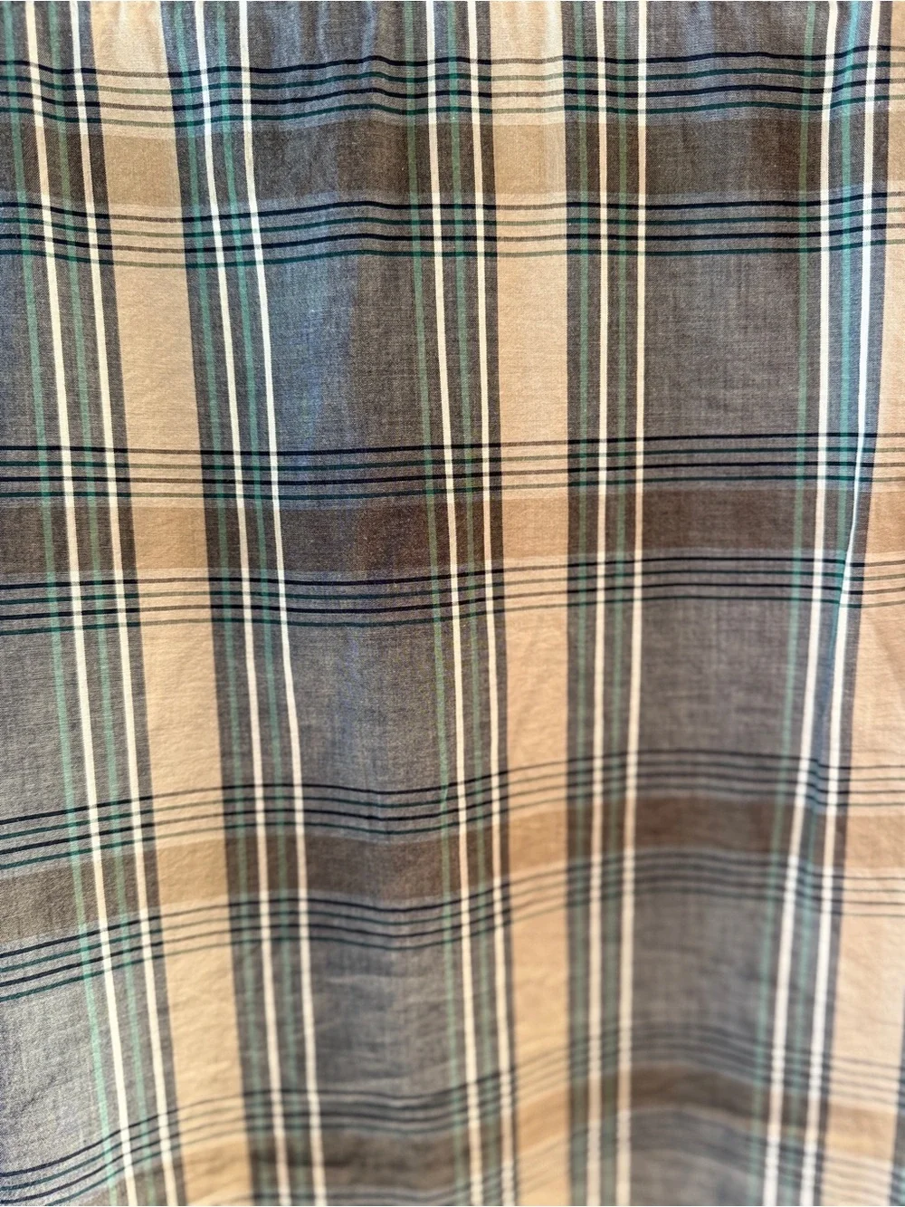 J.Crew Men’s Lightweight Chambray Plaid Button Down Shirt Blue Gray Tan Large